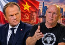 Żebrowski uderza w Tuska po wizycie w Wietnamie. „Ciągoty ma nieskrywane” ELIGERE.PL | Donald Tusk i Leszek Żebrowski. Foto: AI