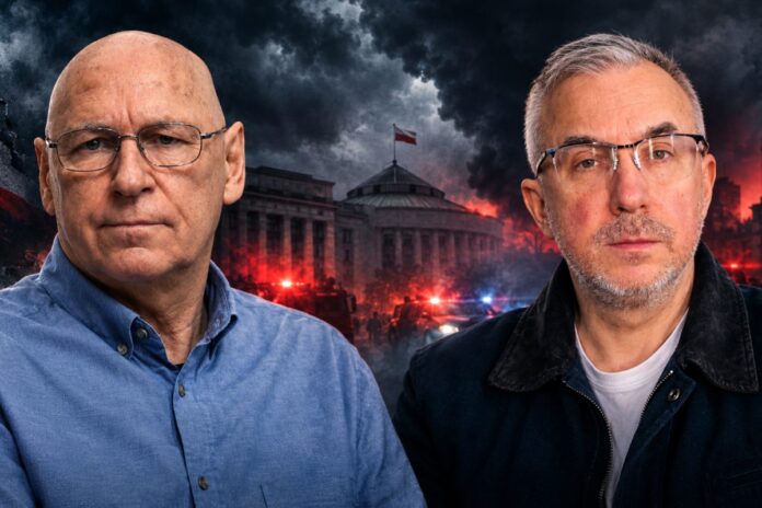 ELIGERE.PL | Jednym z najważniejszych fragmentów spotkania jest dyskusja o zdolnościach obronnych Polski. Zarówno Żebrowski, jak i Wojciech Sumliński przedstawiają sytuację w alarmistycznym tonie. Foto: Eligere.pl/AI