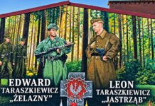 Brawurowa akcja „Jastrzębia” we Włodawie. 80 więźniów odzyskało wolność ELIGERE.PL | Fragment muralu, poświęconego "Żelaznemu" i "Jastrzębowi", który we wrześniu 2025 r. został odsłonięty we Włodawie. Foto: Jacek Adamczyk/Eligere.pl